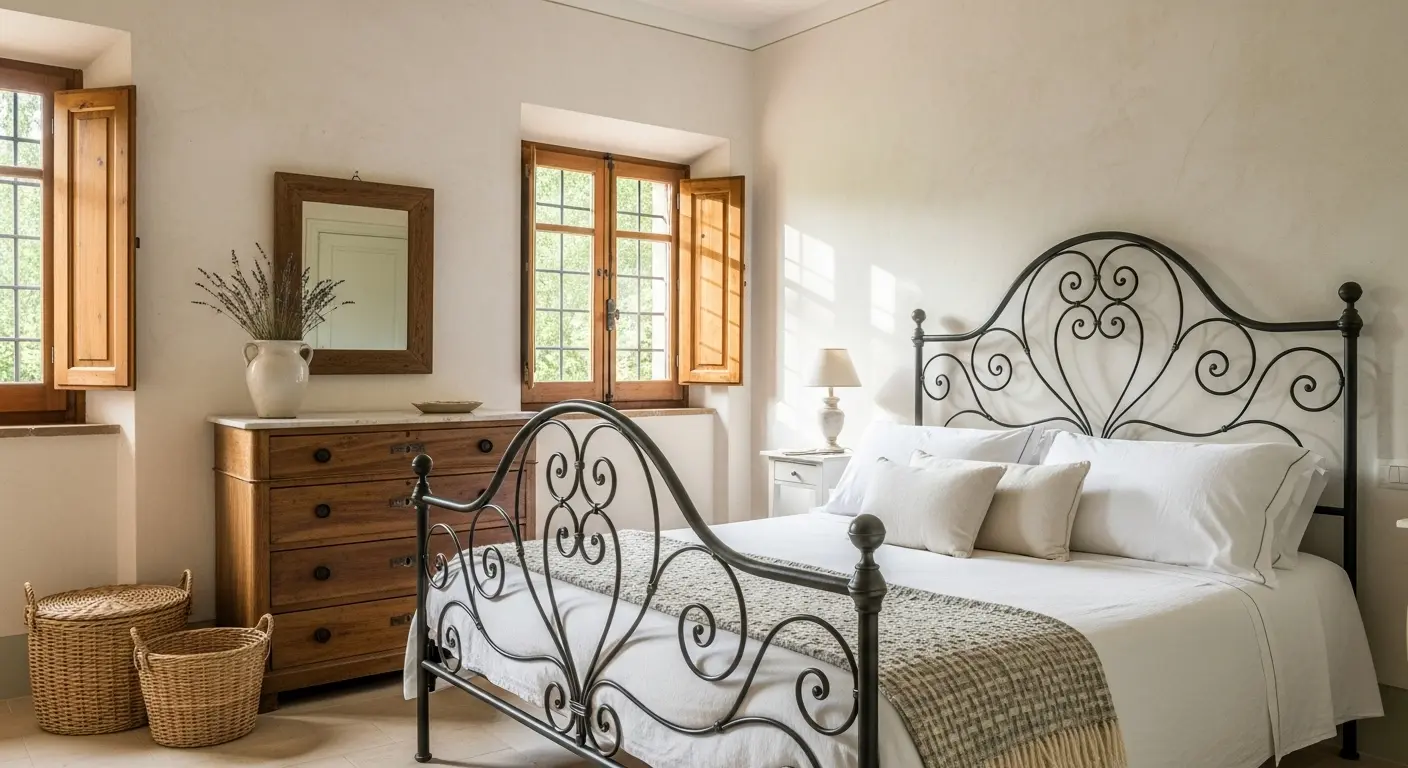 Chambre avec décoration style toscane