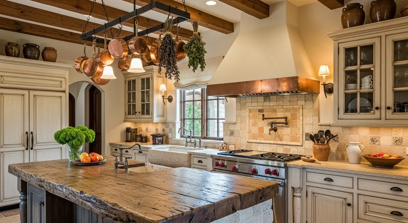 Cuisine décorée avec le style toscan