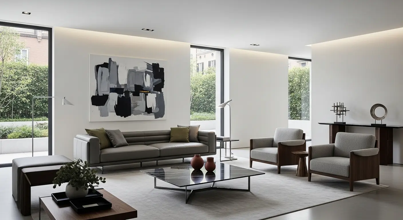 Salon décoré selon le style contemporain italien