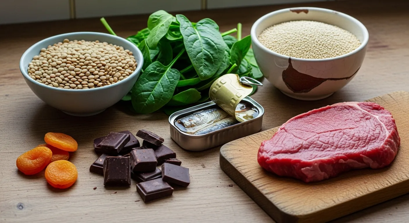 Tableaux avec des aliments riches en fer