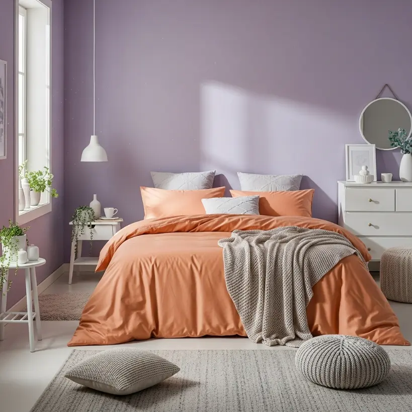 Orange + violet dans la chambre