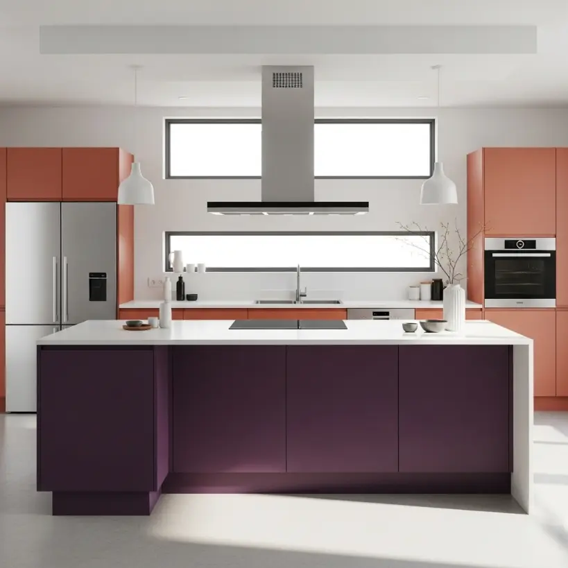 Orange et violet dans la cuisine