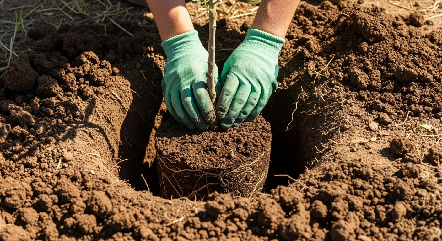 Plantation d'un olivier dans une terre argileuse et humide