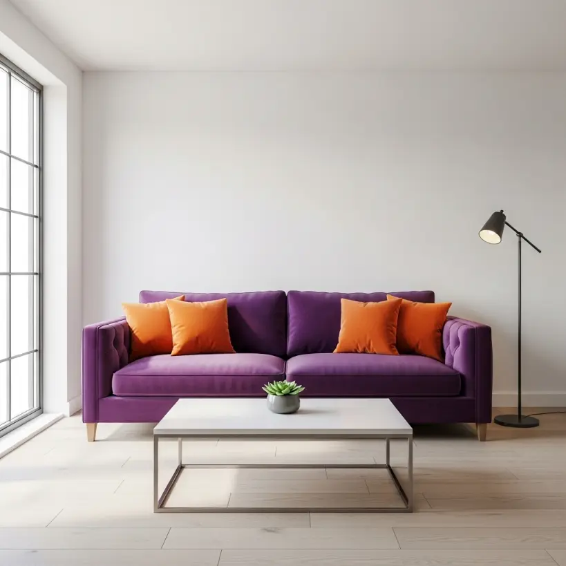 Orange et violet dans le salon