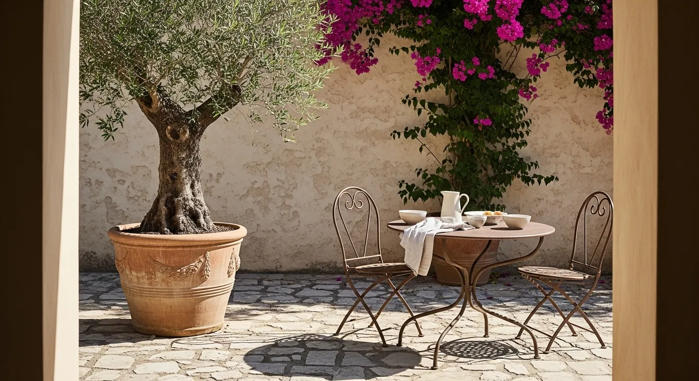 terrasse-olivier-pot Olivier en pot sur une terrasse méditerranéenne