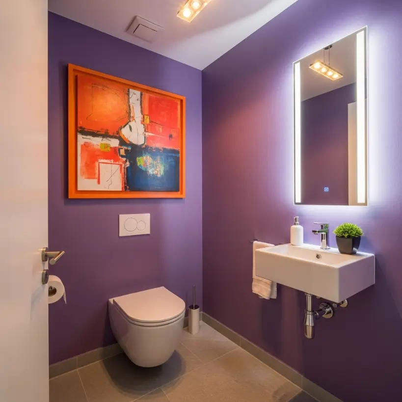 Violet et orange dans les wc