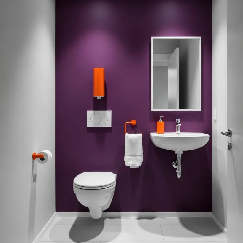 Orange et violet dans les toilettes