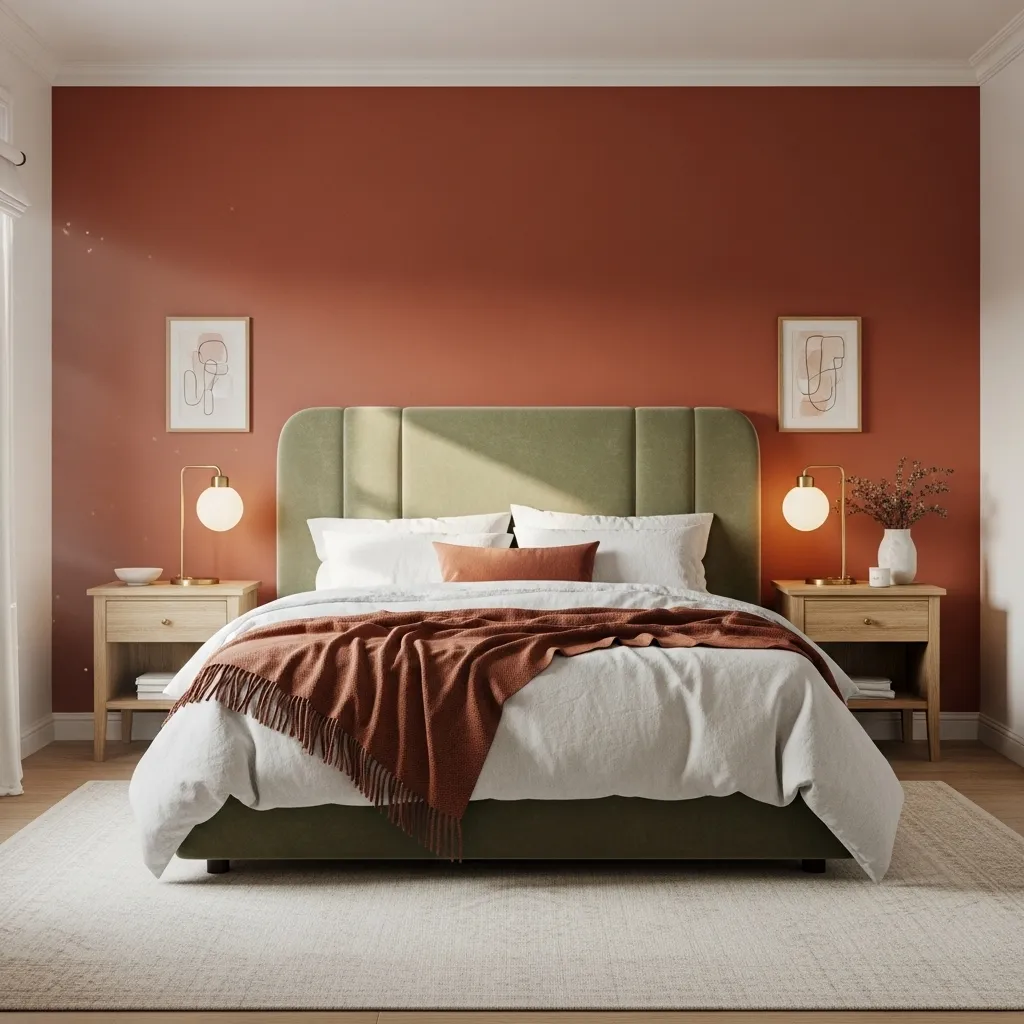 Vert sauge et terracotta dans la chambre