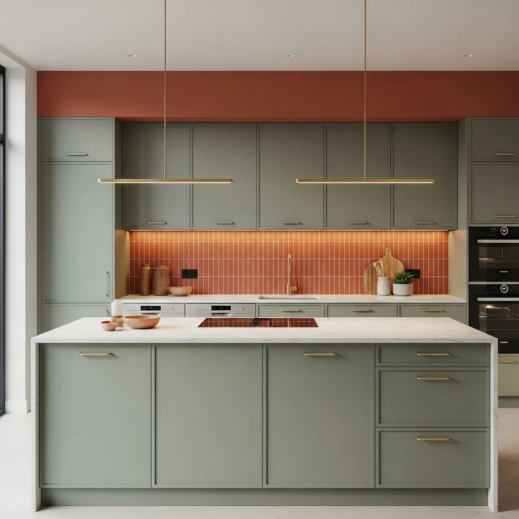 Vert sauge et terracotta dans la cuisine