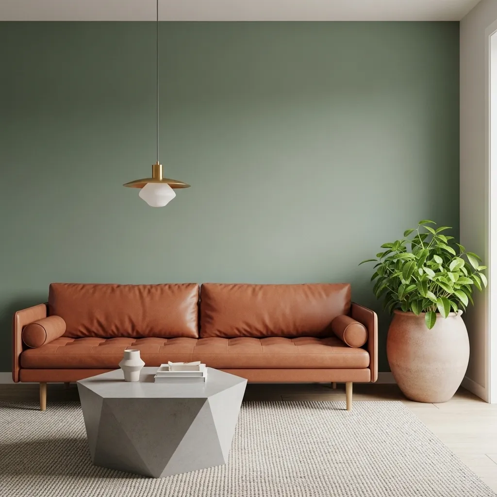Salon terracotta et vert sauge