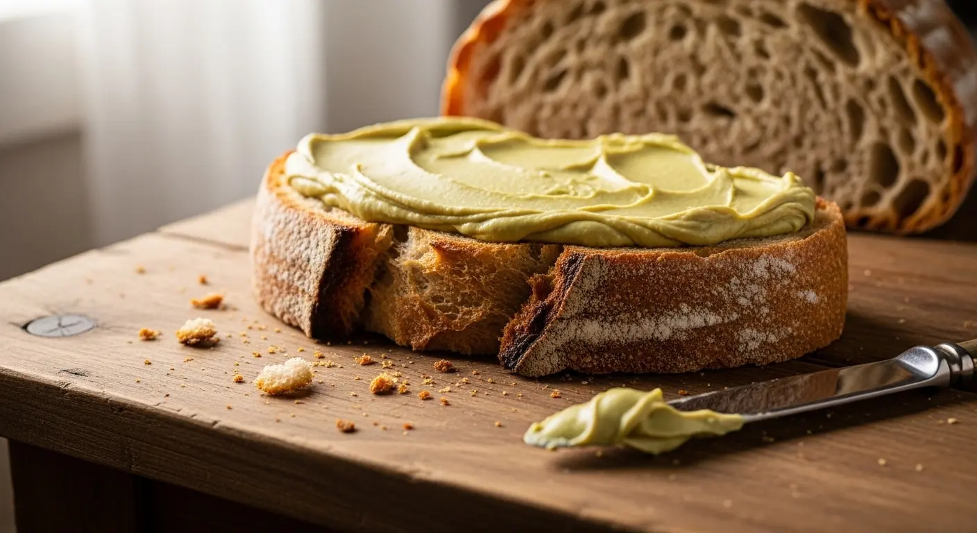 Tartine à la crème de pistache