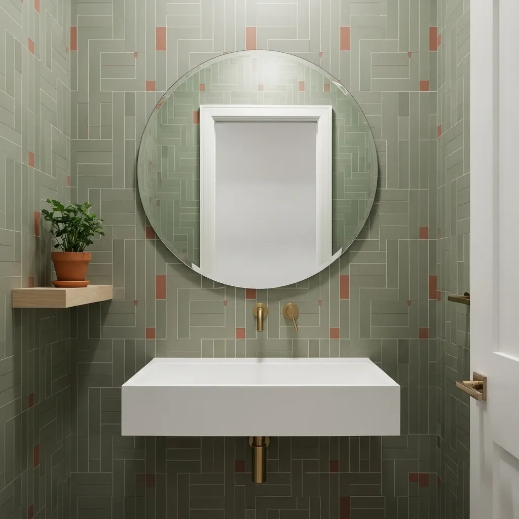 Toilettes terracotta et vert sauge