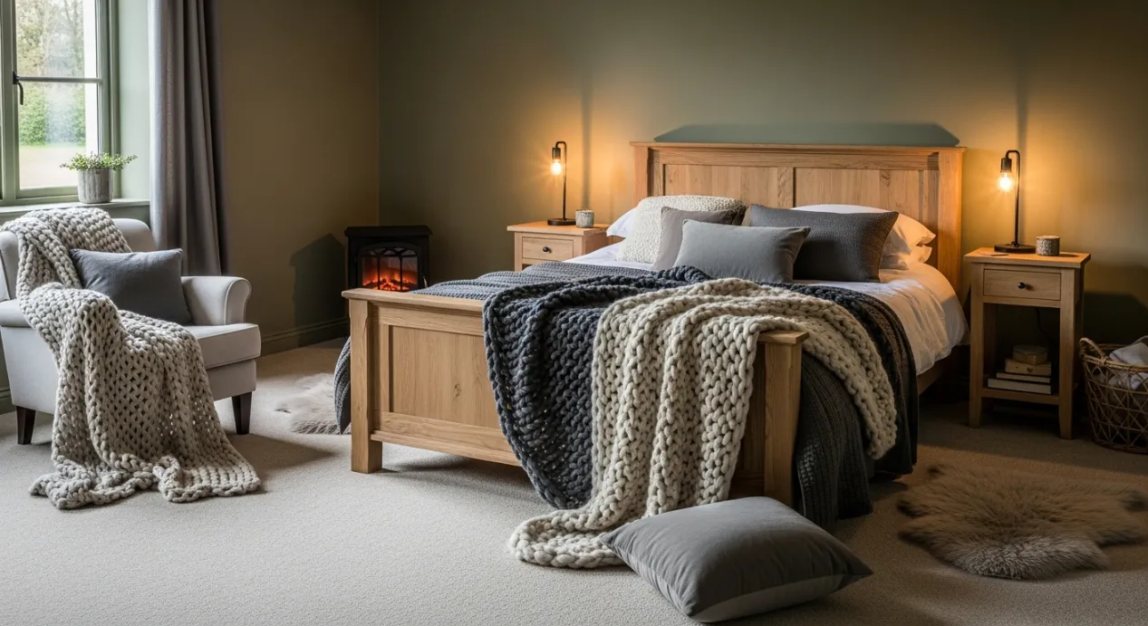 Chambre cosy verte et bois