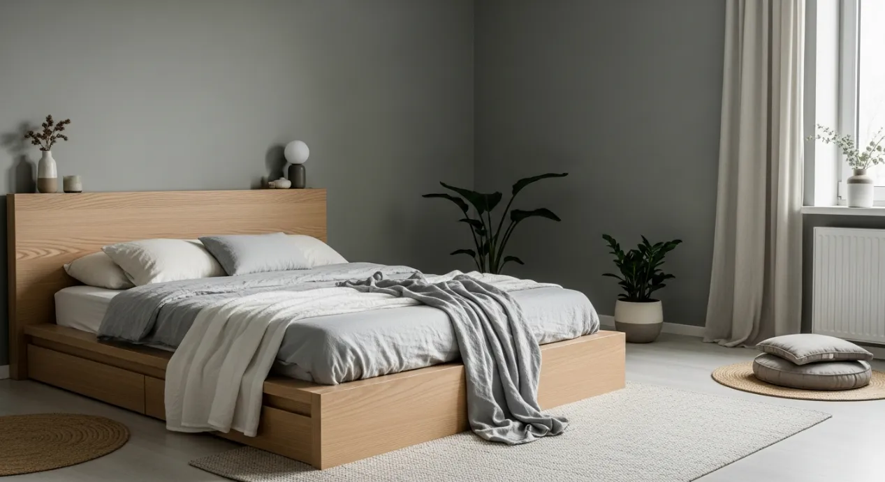 Chambre zen bois et vert