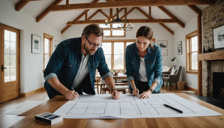 Création d'un plan par un architecte d'intérieur