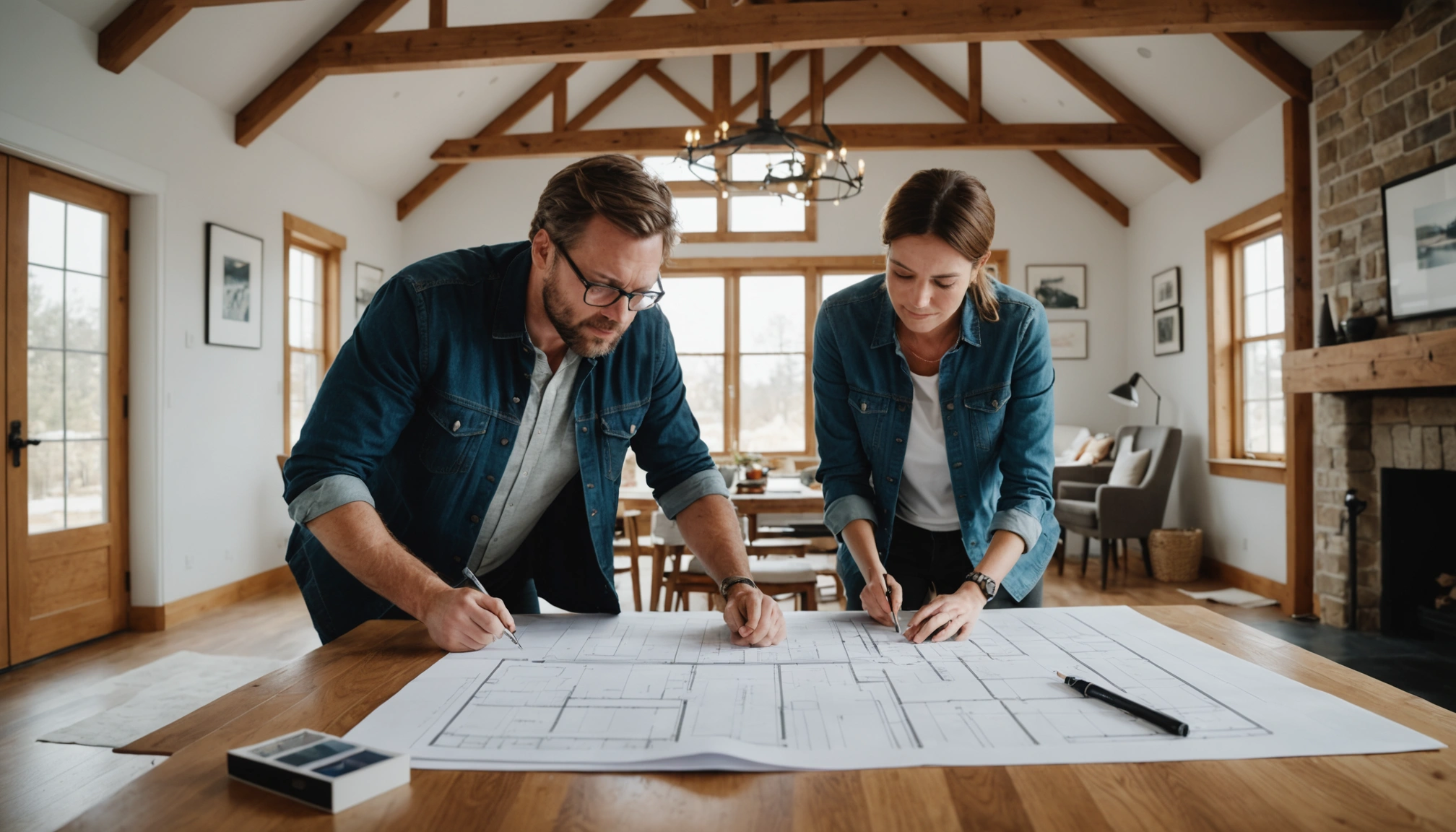 Création d'un plan par un architecte d'intérieur