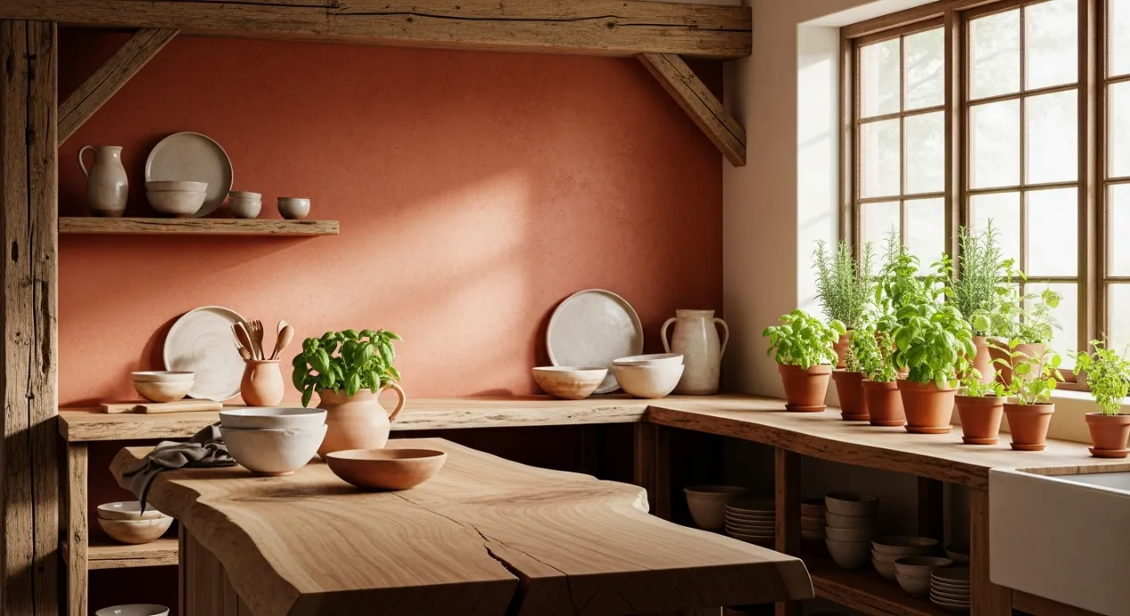 Cuisine décorée dans un esprit nature