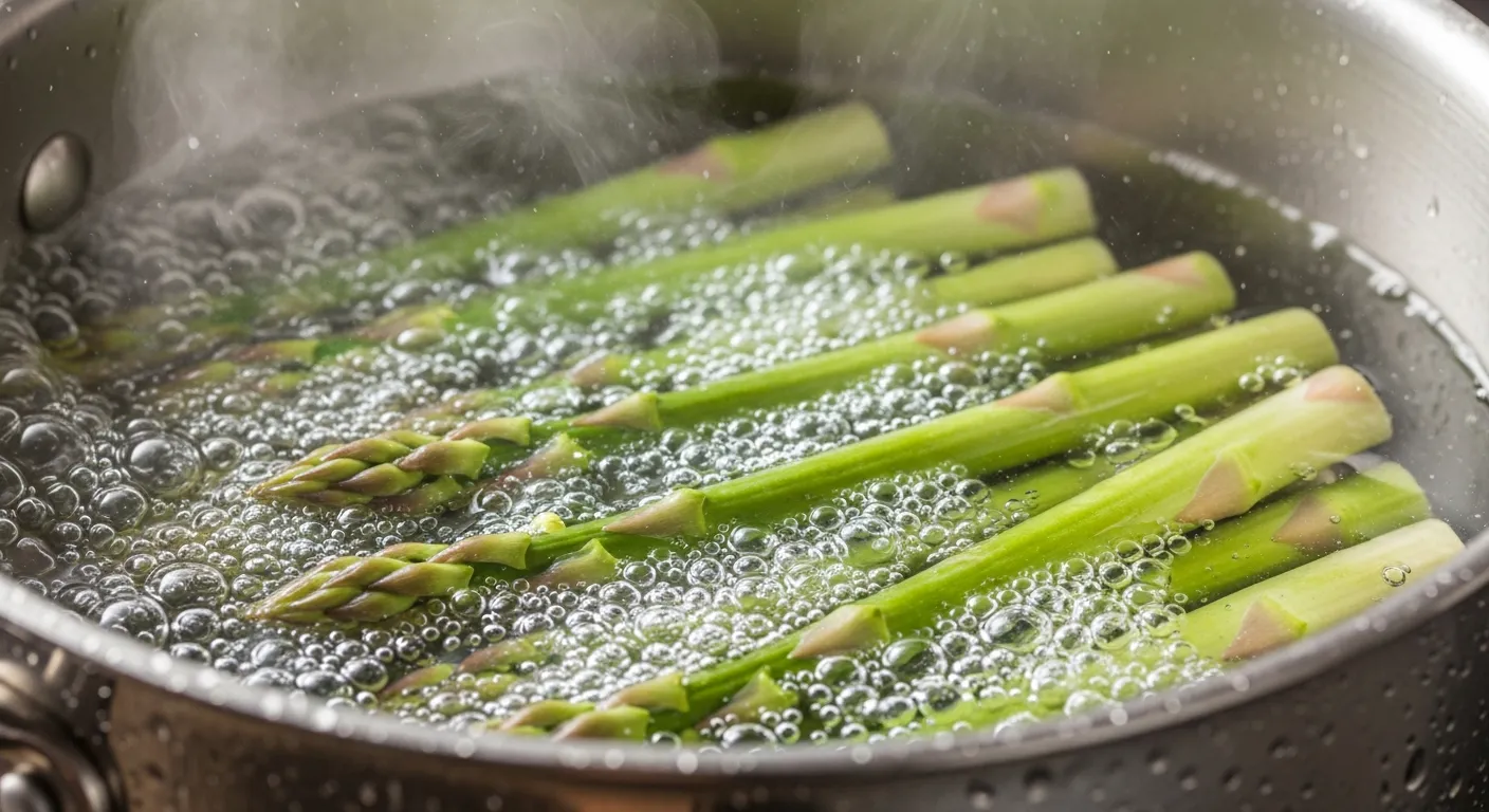 Cuisson des asperges congelées dans de l'eau bouillante
