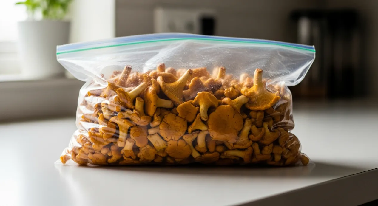 Girolles dans un sac de congélation 