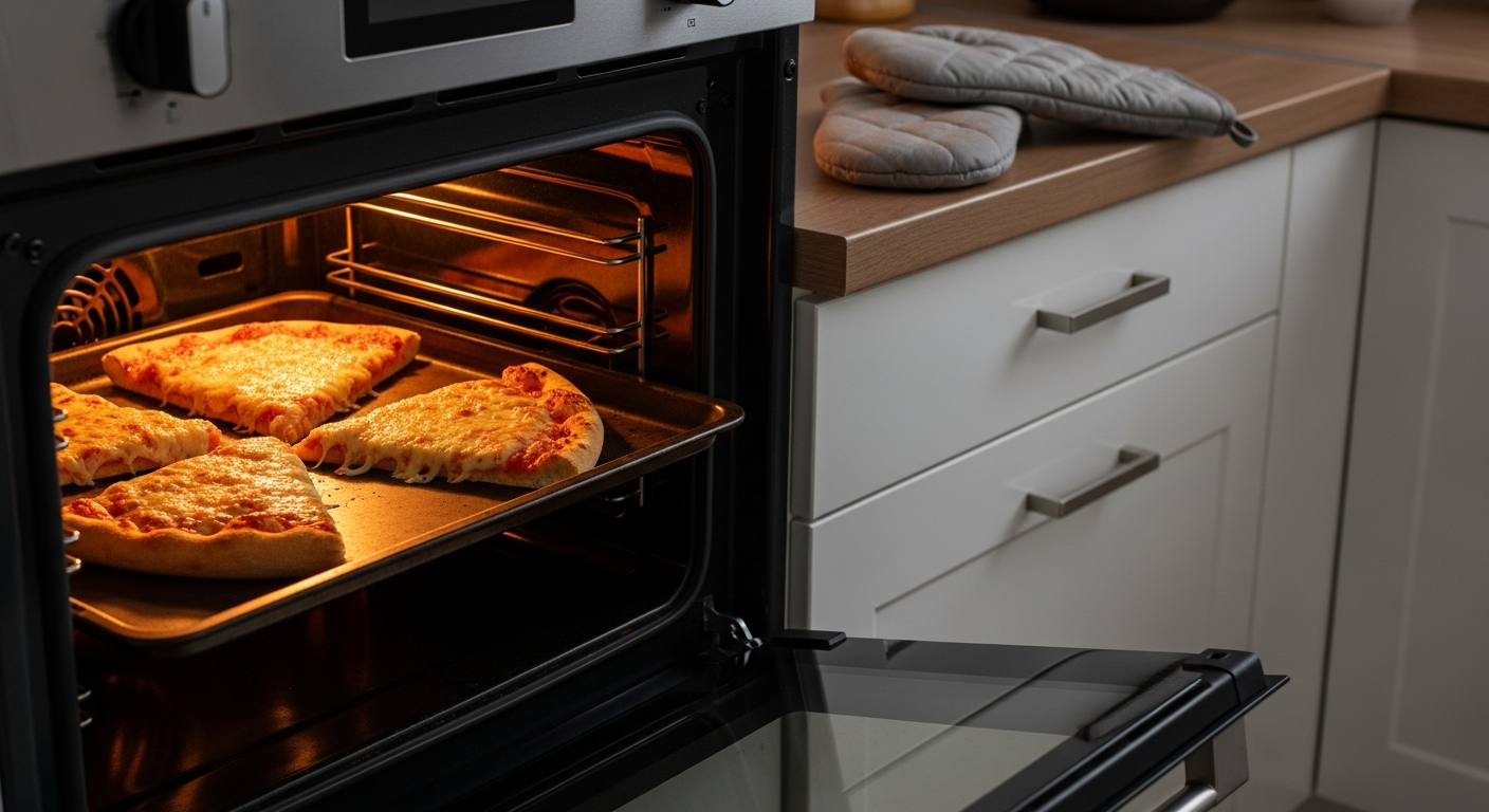 Faire réchauffer des parts de pizza au four