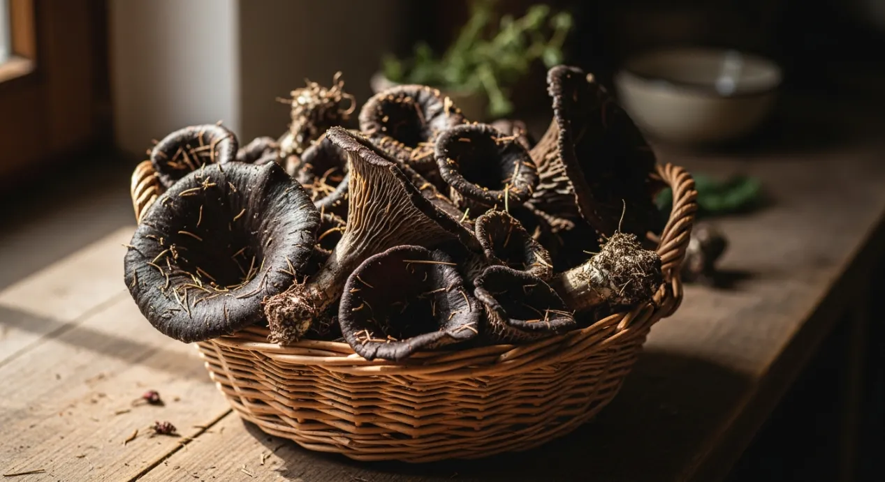 Trompettes de la mort dans un panier