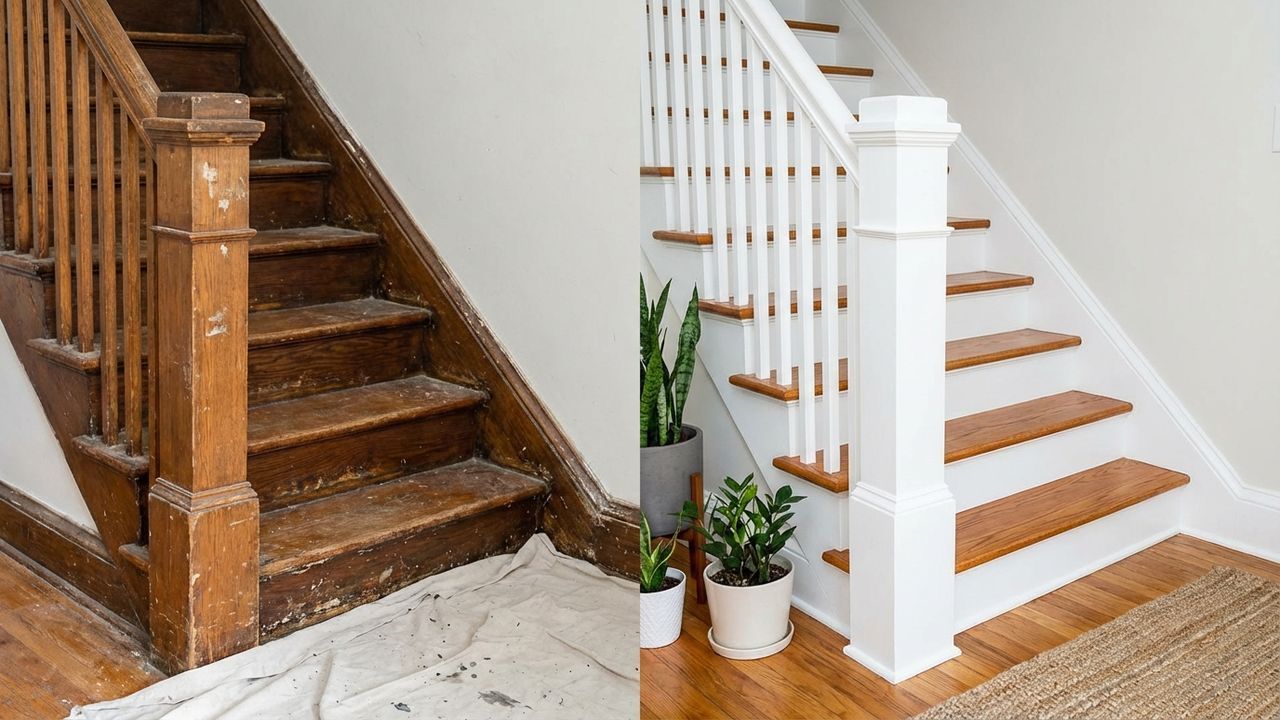 Escalier avant et après relooking