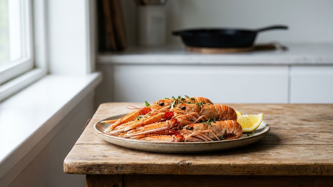 Langoustines décongelées cuit à la poêle