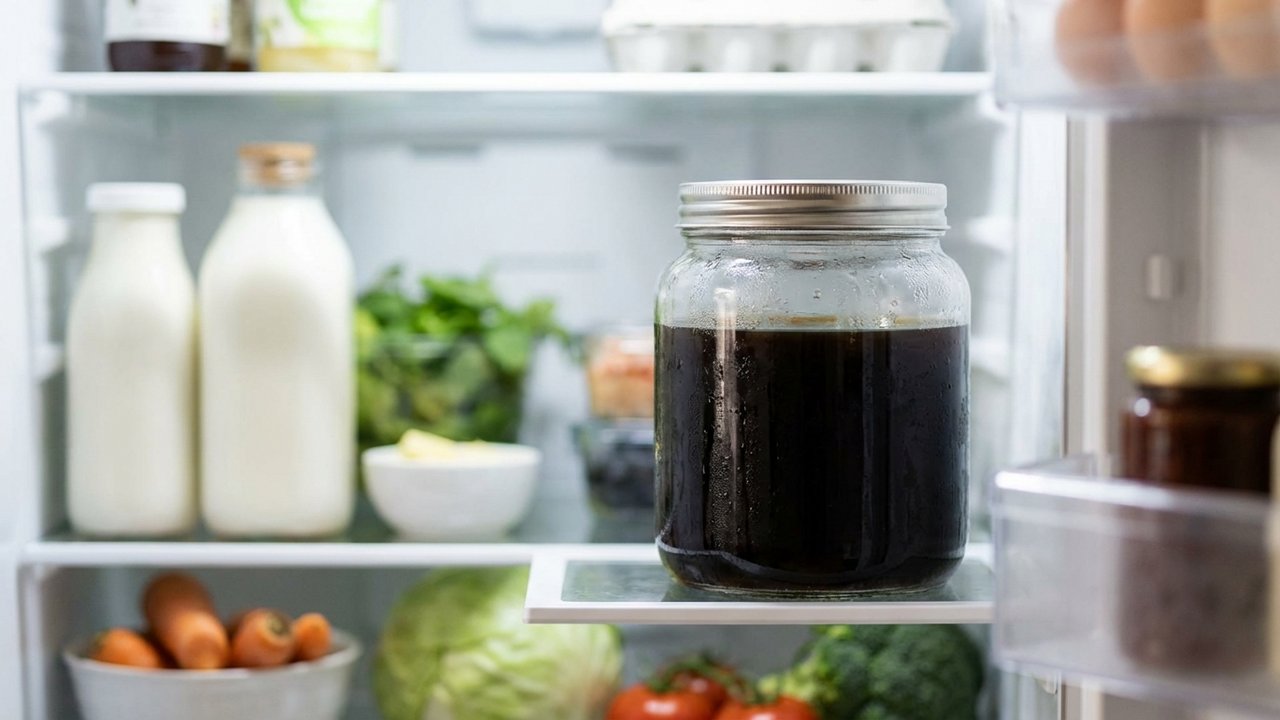 Bocal de cold brew en infusion froide au réfrigérateur