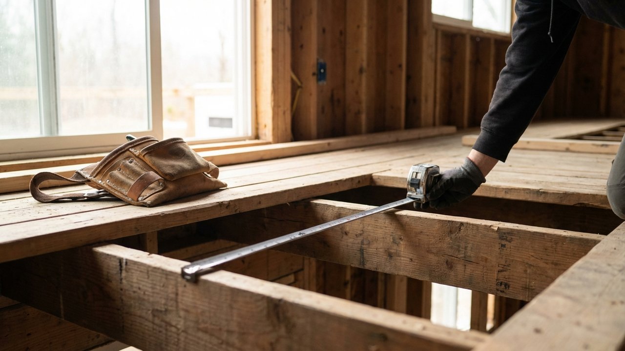 Mesure de l'entraxe entre deux solives de plancher