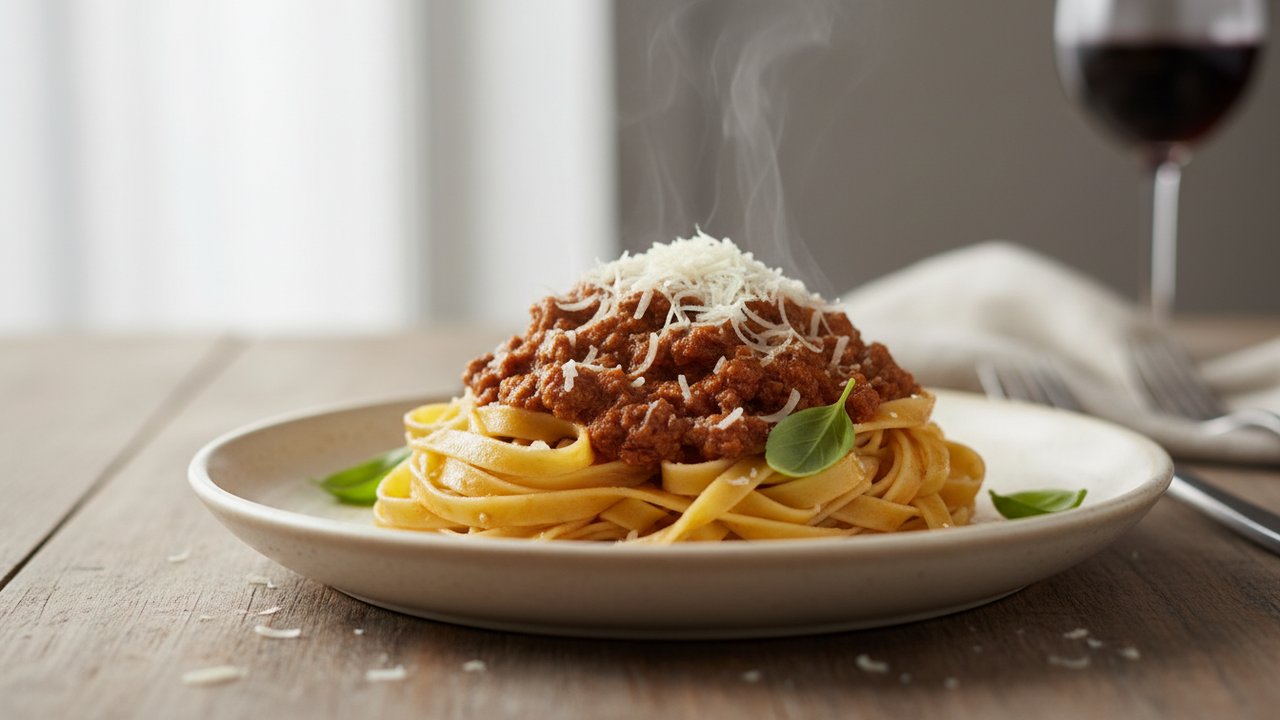 Tagliatelles façon ragù express avec reste de bœuf