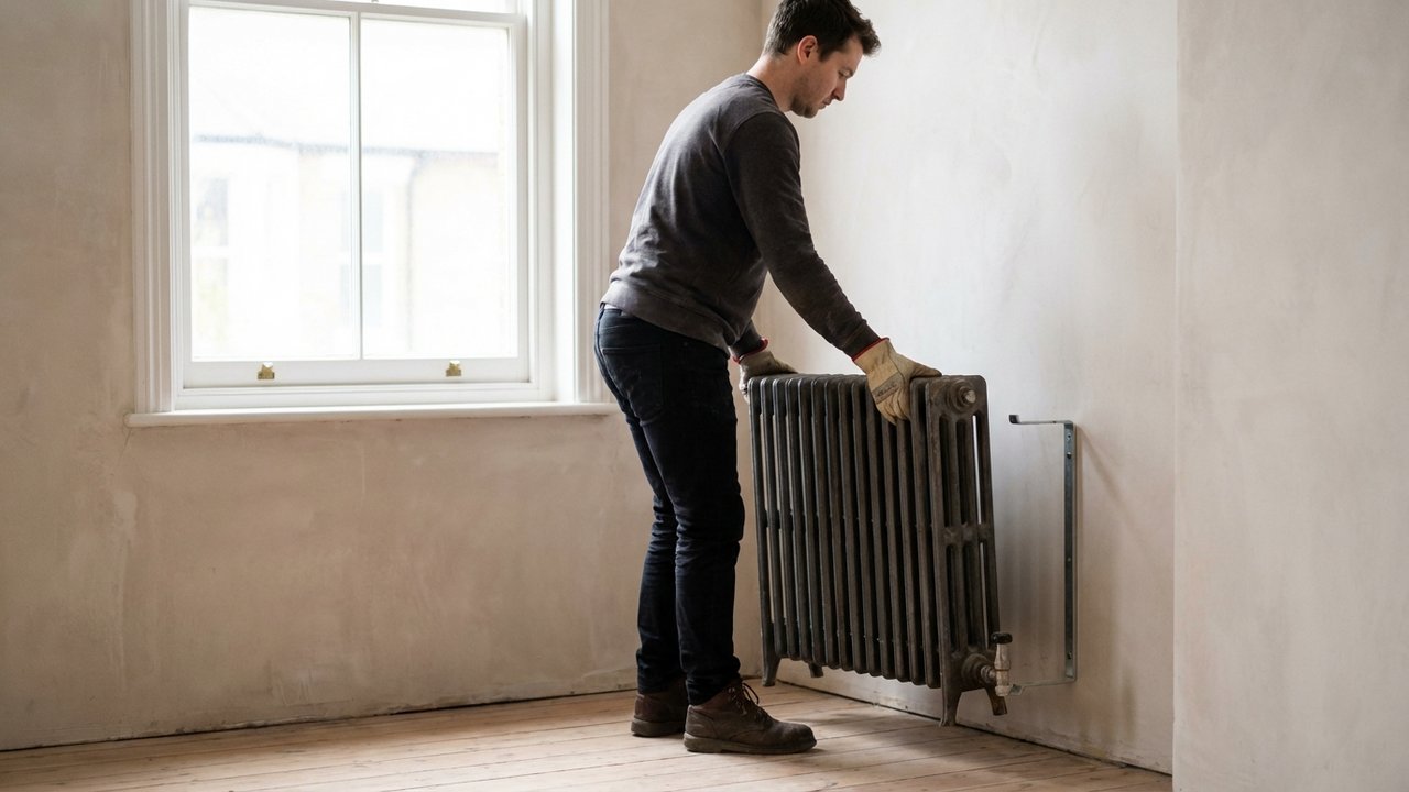 Démontage d'un radiateur à eau du mur