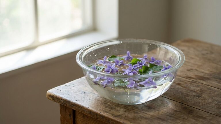 Fleurs de violette odorante dans un bol d'eau pour la macération