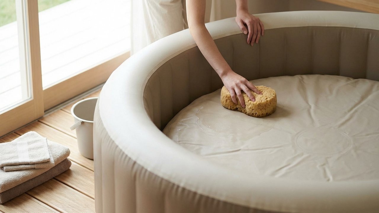 Nettoyage des parois intérieures d'un spa Intex après vidange