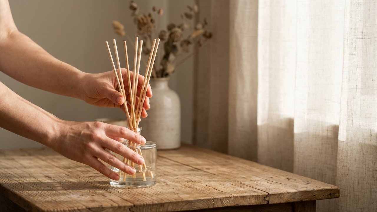 Rotation des tiges d'un diffuseur à bâtonnets pour booster la diffusion