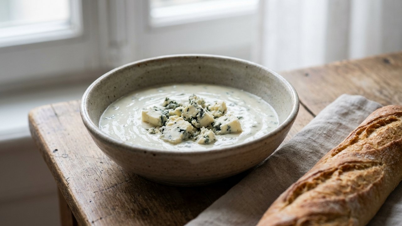 Sauce au roquefort crémeuse et onctueuse dans un bol