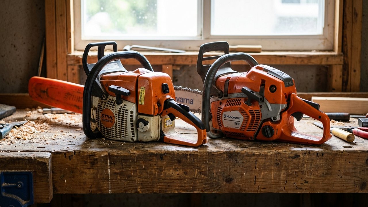 Comparaison entre une tronçonneuse Stihl et une Husqvarna
