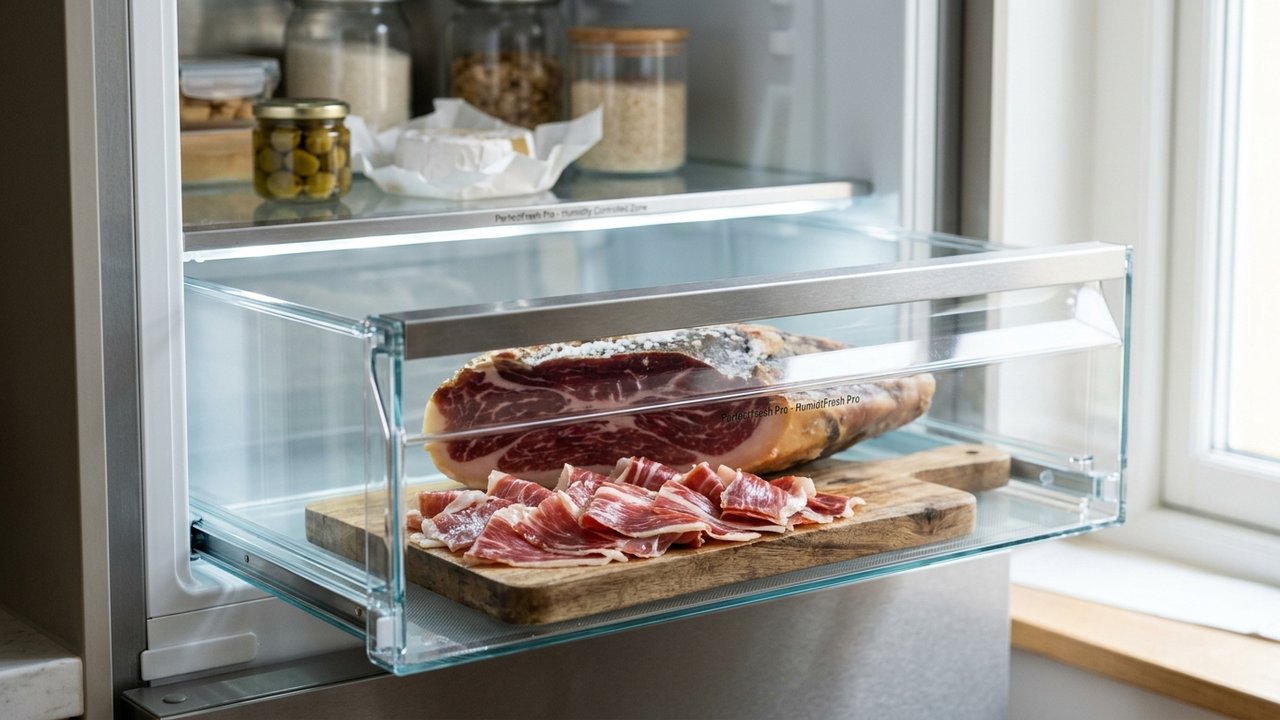 Jambon cru conservé au réfrigérateur dans les bonnes conditions