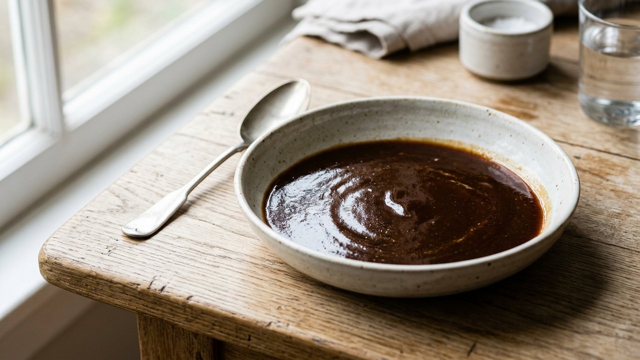 Sauce au fond de veau montée au beurre froid, brillante et nappante