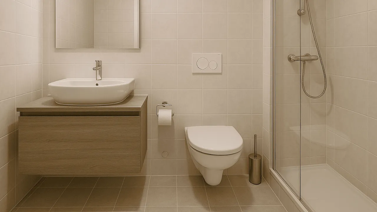 WC suspendu au mur installé dans une salle de bain