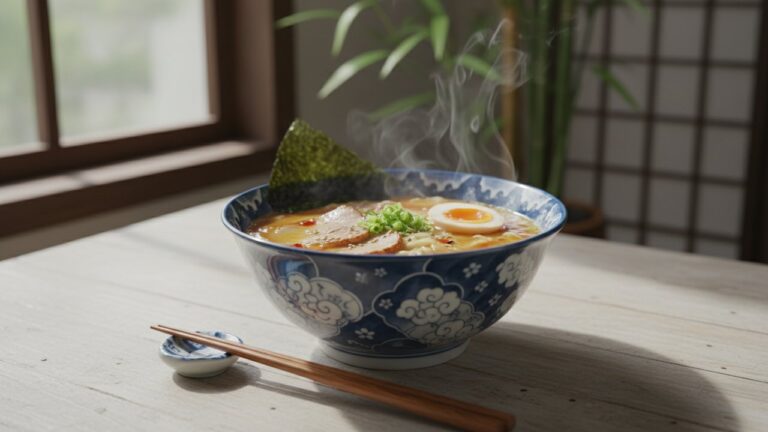 Bol à ramen en céramique avec motifs traditionnels japonais