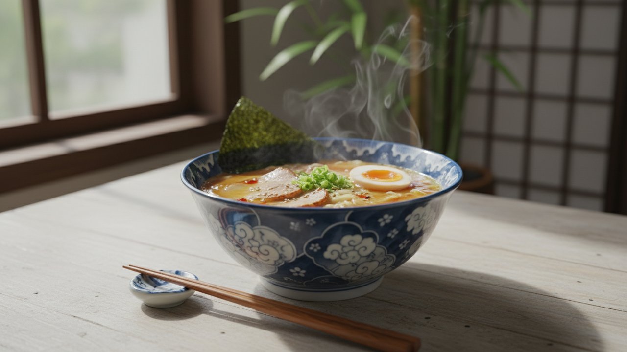 Bol à ramen en céramique avec motifs traditionnels japonais