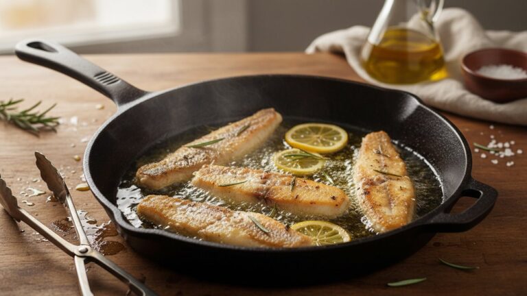 Tronçons de saumonette dorés à la poêle