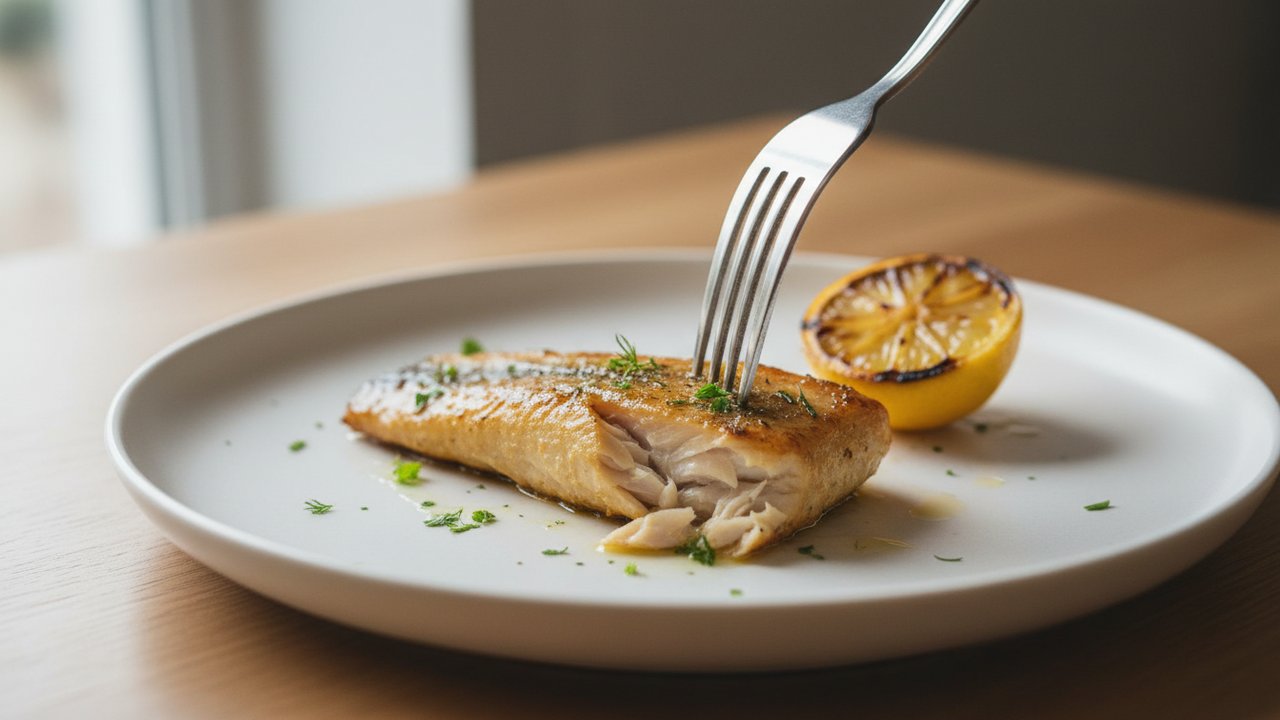 Test de cuisson de la saumonette à la fourchette