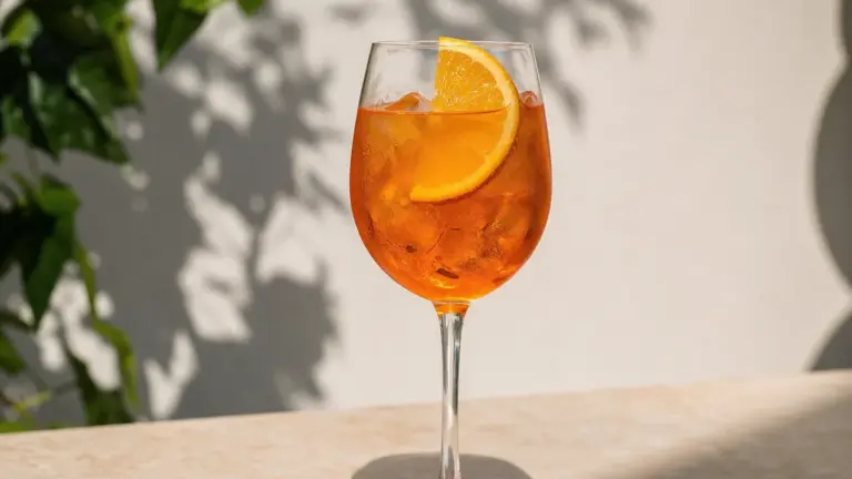 Cocktail spritz servi avec une rondelle d'orange