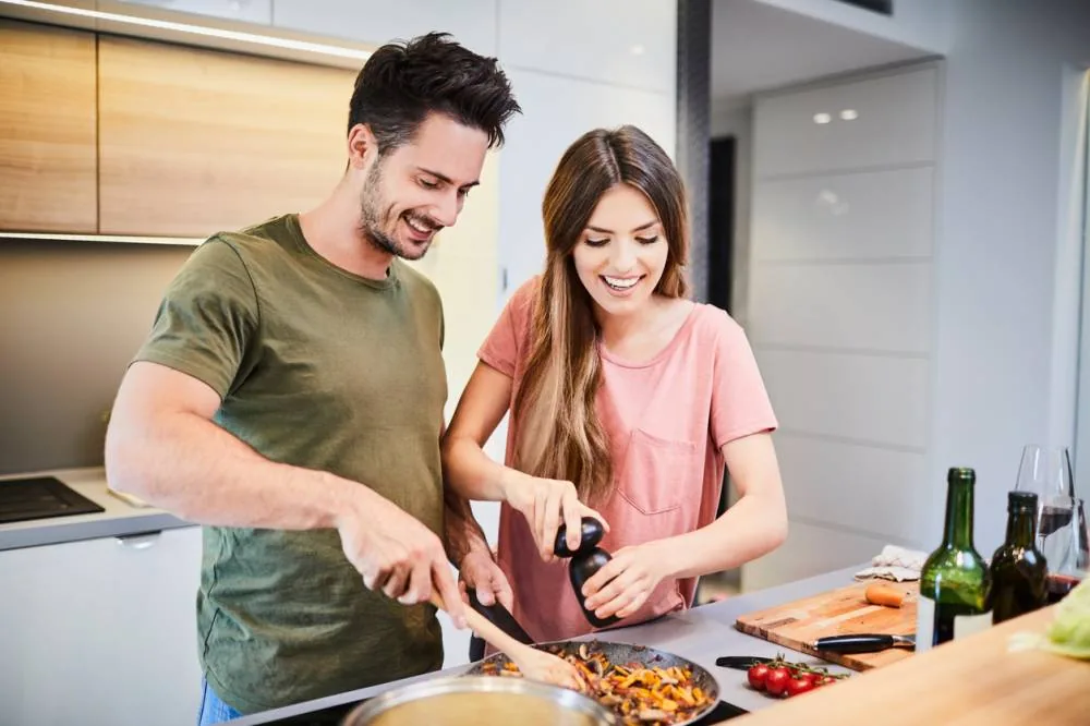 cuisine équipée sur mesure plan de travail flux de déplacement