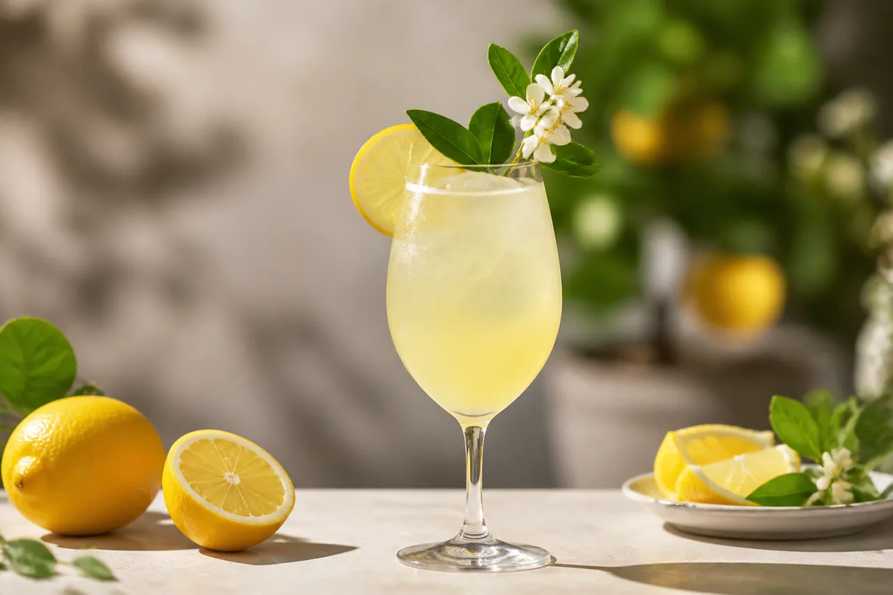 Limoncello spritz frais garni de citron