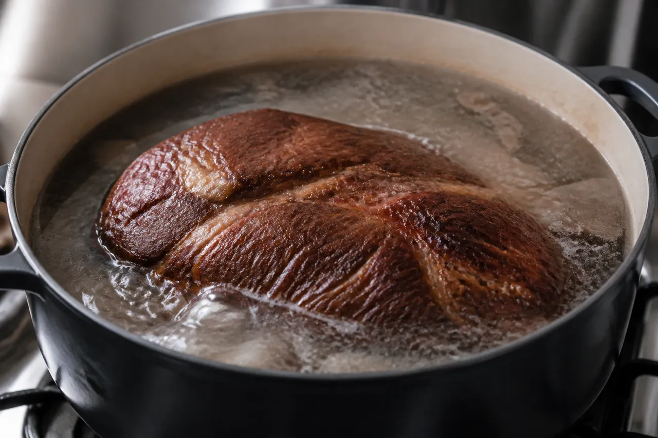 Palette fumée dans l'eau pour une cuisson longue
