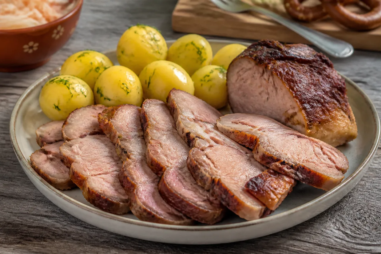 Palette fumée servie avec pommes de terre et raifort