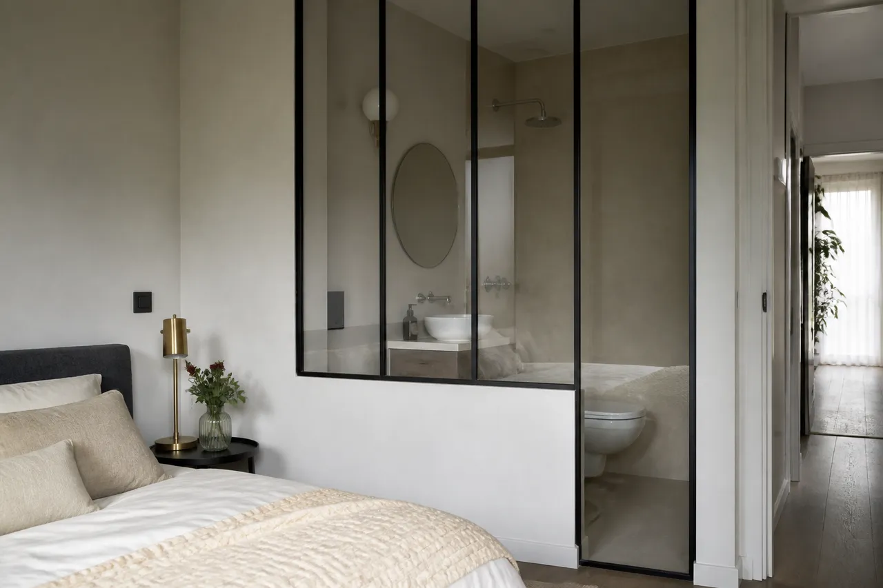 Verrière pour suite parentale avec petite salle de bain